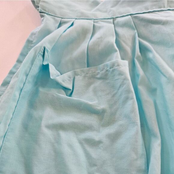 Set of Two Vintage MCM Cross Stitched Pastel Green Blue Embroidered Half Aprons - Picture 8 of 8